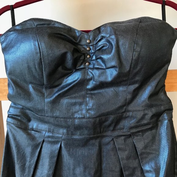 NWT - Fornarina Cleo Dress - Coated Denim Mini Dress - L best fits M/L 8-10 US - Picture 3 of 9